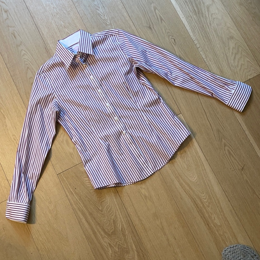 Purple striped brooks brothers tailored fit non-iron button down sz 6